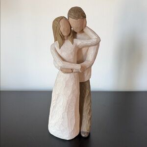Willow Tree Embracing Couple Sculpture - Cream & Brown